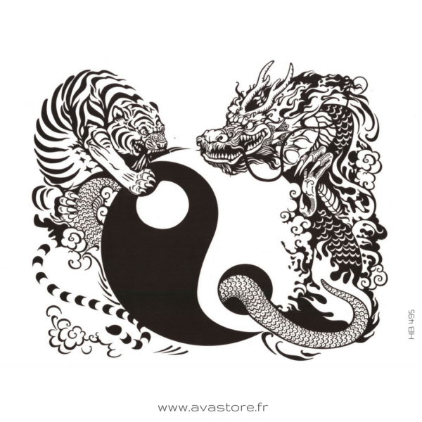 photo du tatouage tigre et dragon
