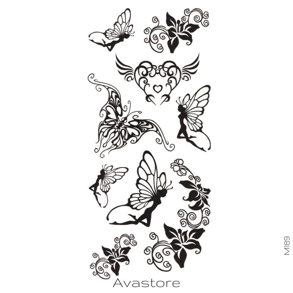 Tatouage temporaire F e Papillon C ur Fleur pour Femme AVASTORE