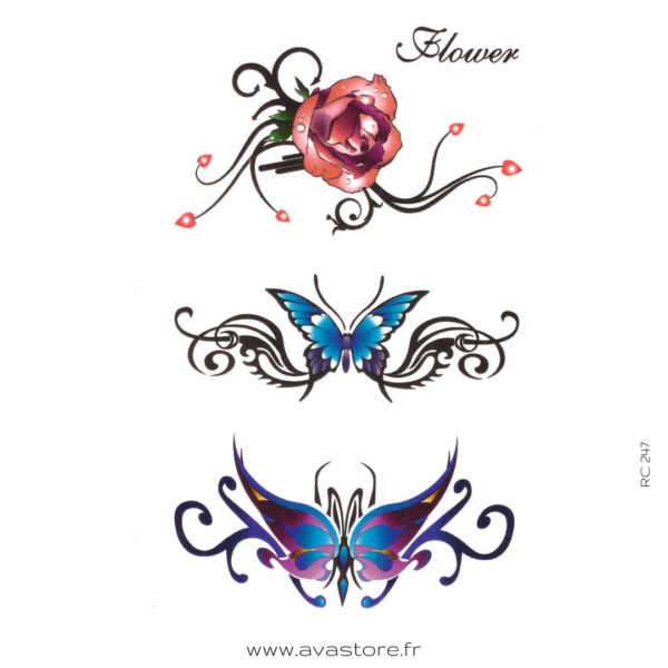 image tatouage papillon et rose
