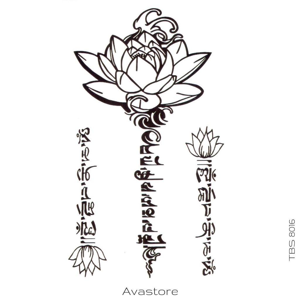 Tatouage temporaire Flore Lotus Noir Bas du Dos Femme AVASTORE